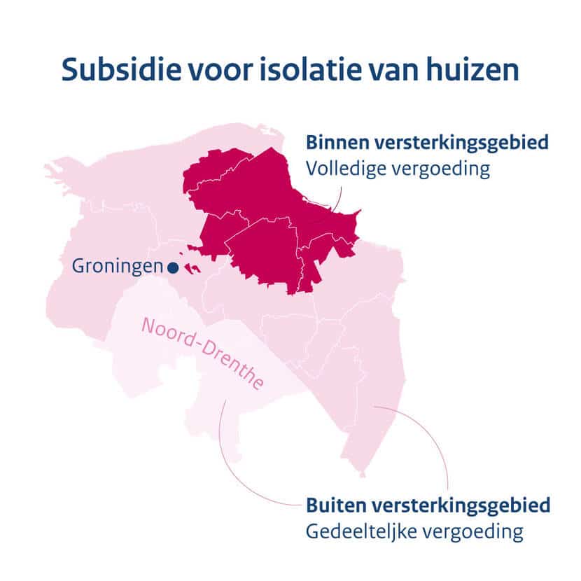 Kaart Nij Begun subsidiegebied Groningen + Noord-Drenthe